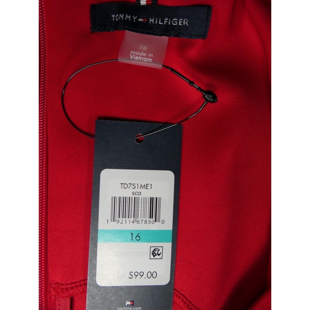 Tommy Hilfiger Women's Scuba Sheath Red Cocktail Dress TD7S1ME1 S 16 - Picture 8 of 8